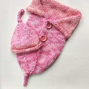 Baby Cocoon Pink Photo Prop Hand Crafted Knit One Piece Heirloom